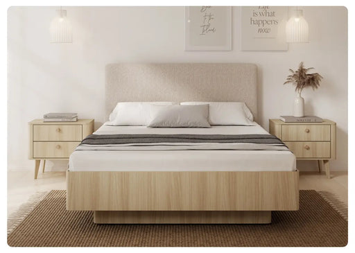 Modne łózko z płyty z pojemnikiem Viano