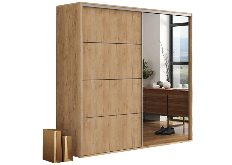 Szafa w kolorze kraft złoty z drzwiami przesuwnymi