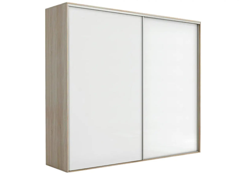 Szafa z korpusem sonoma i frontem w kolorze białym w połysku