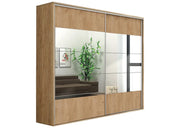 Szafa do sypialni w kolorze kraft złoty z lustrami na froncie