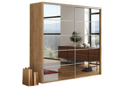 Szafa do sypialni z frontem w kolorze krat złoty z lustrami na froncie