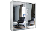 Biała szafa z lustrem na całym froncie