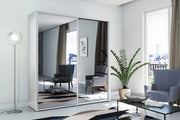 Biała szafa z lustrem na każdych drzwiach Apollo 2-1 w modnej aranżacji