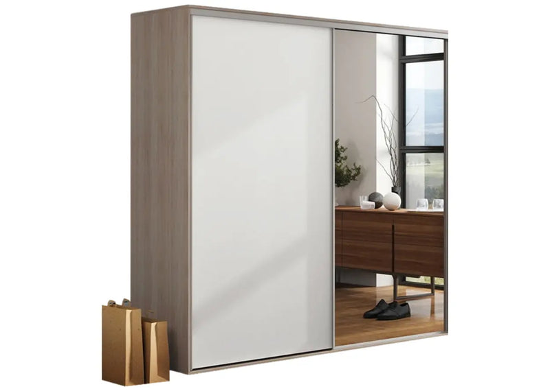Szafa na ubrania z lustrem, półkami i wieszakami