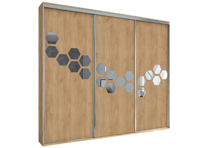 Szafa w kolorze Kraft złoty z elementami lustra na froncie