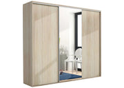 Szafa przesuwna w kolorze sonoma i lustrem na froncie