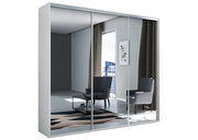 Szafa z lustrem i półkami w kolorze białym.