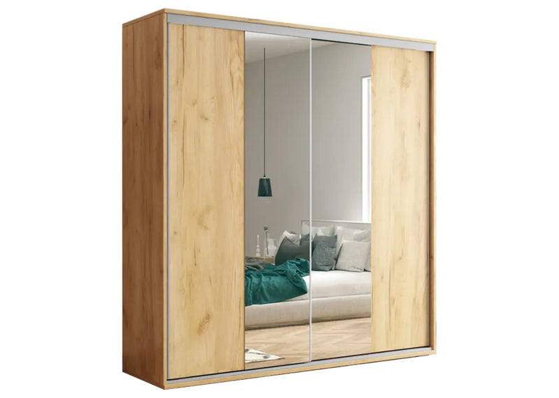 Szafa w modnym kolorze kraftu złotego z lustrem na froncie