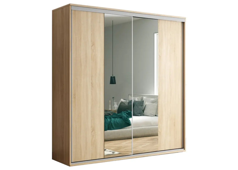 Klasyczna szafa z lustrem, półkami i wieszakami do przedpokoju i sypialni 