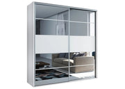 Biała szafa, z lustrami w niskiej cenie z półkami i wieszakami