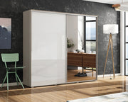 Szafa z lustrem w kolorze białym i sonoma Apollo 2-7 w aranżacji