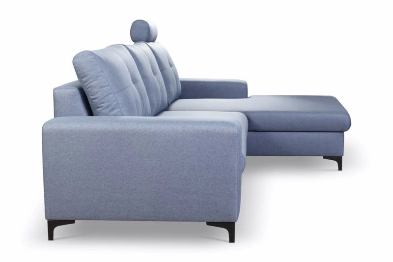 Błękitny narożnik z funkcją spania Averro z boku