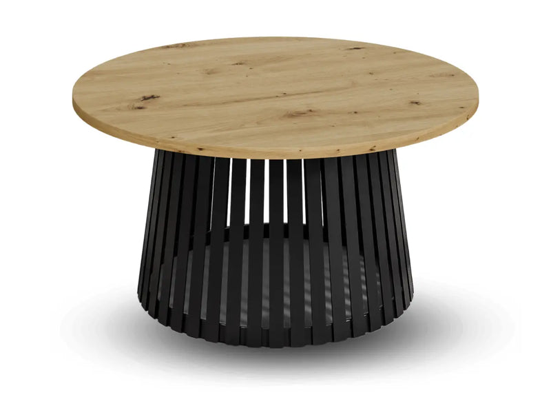 Okrągły stolik kawowy z blatem w kolorze artisan