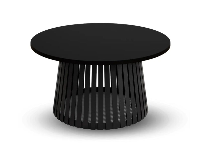 Okrągły stolik kawowy z czarnym blatem