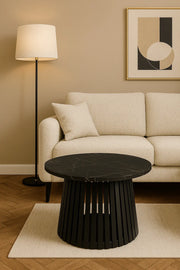 Okrągły stolik kawowy z metalową nogą