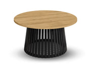 Okrągły stolik kawowy z blatem w kolorze hikora