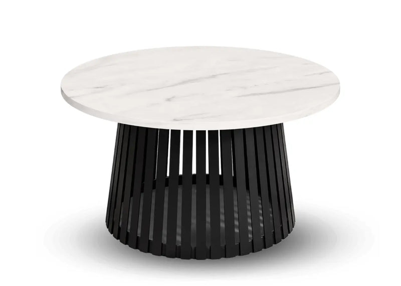 Okrągły stolik kawowy z blatem w kolorze białego marmuru!