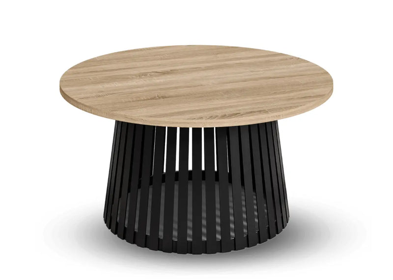 Okrągły stolik kawowy z blatem w kolorze sonoma