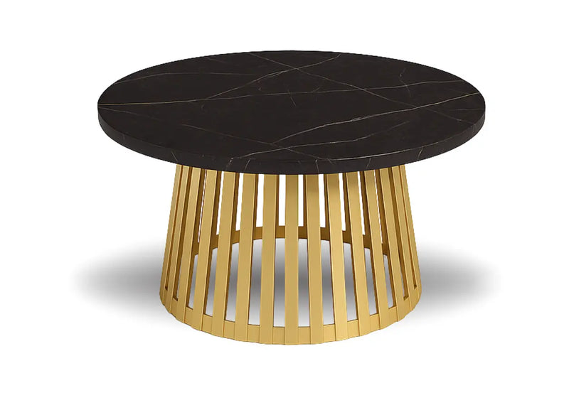 Okrągły stolik Adel z blatem w kolorze ciemnego marmuru