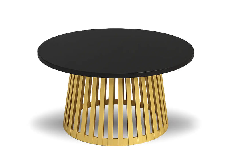 Stolik adel z czarnym blatem i złota nogą