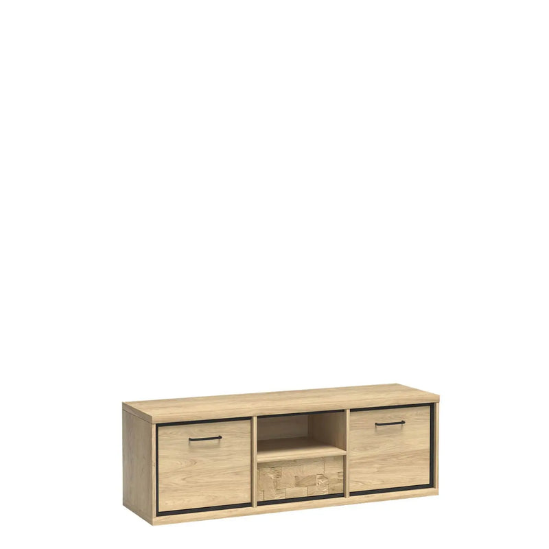 Szafka rtv z drewnianą deską 