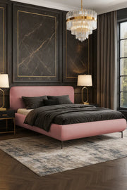 Nowoczesna sypialnia z kaszmirowym łóżkiem Ovo