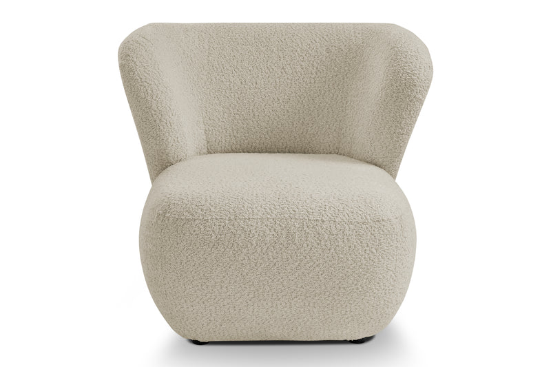 Nowoczesny Fotel w tkaninie boucle od przodu