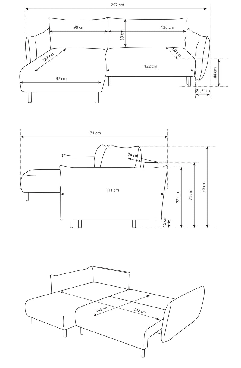 Wymiary narożnika boucle Avelon