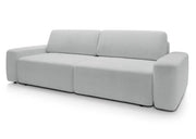 Jasno szara sofa z funkcji spania i ściaganymi poduszkami