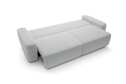Jasnoszara rozkładana sofa Beonce z funkcją spania rozłożona