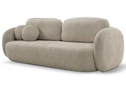 Beżowa sofa w modnej tkaninie boucle z funkcją spania