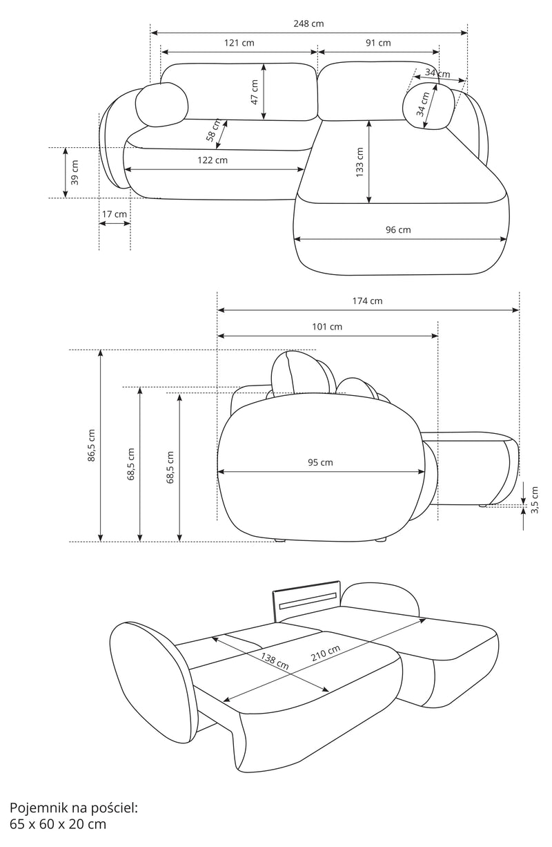 Wymiary narożnika Ottio