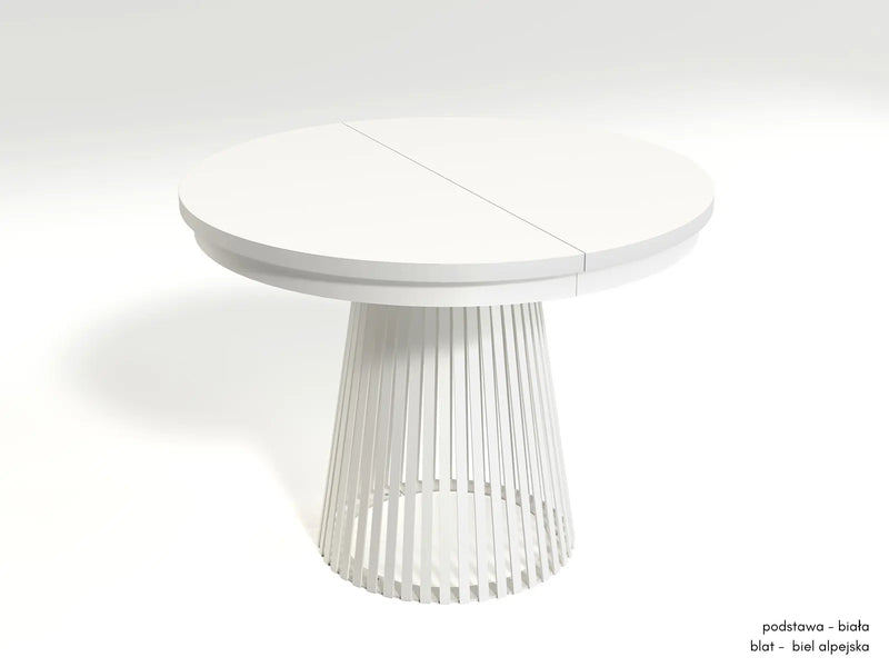 Biały stół z białym blatem i nogą Garda