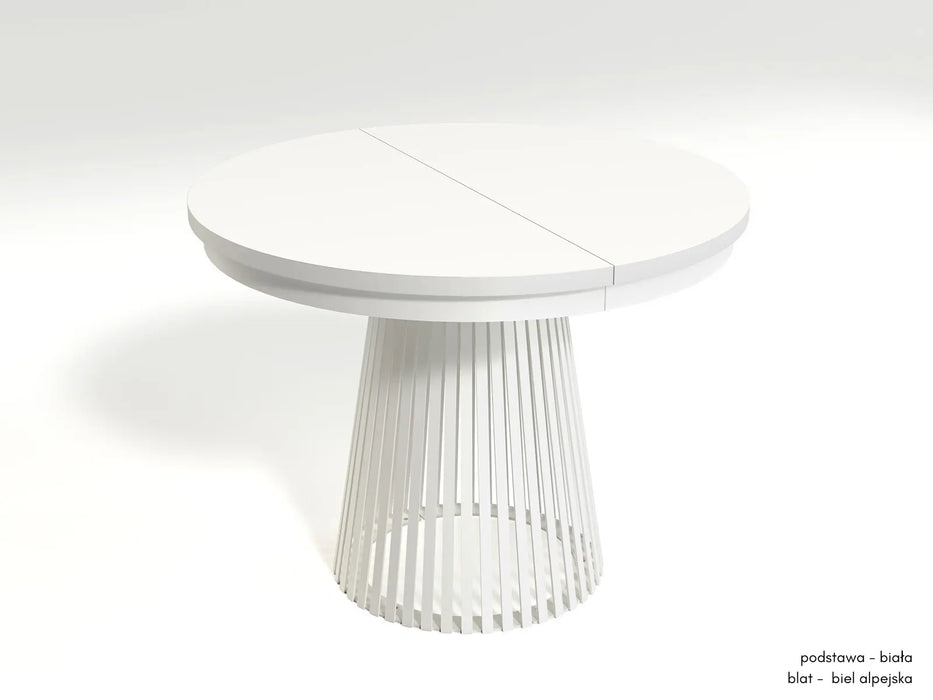 Biały stół z białym blatem i nogą Garda