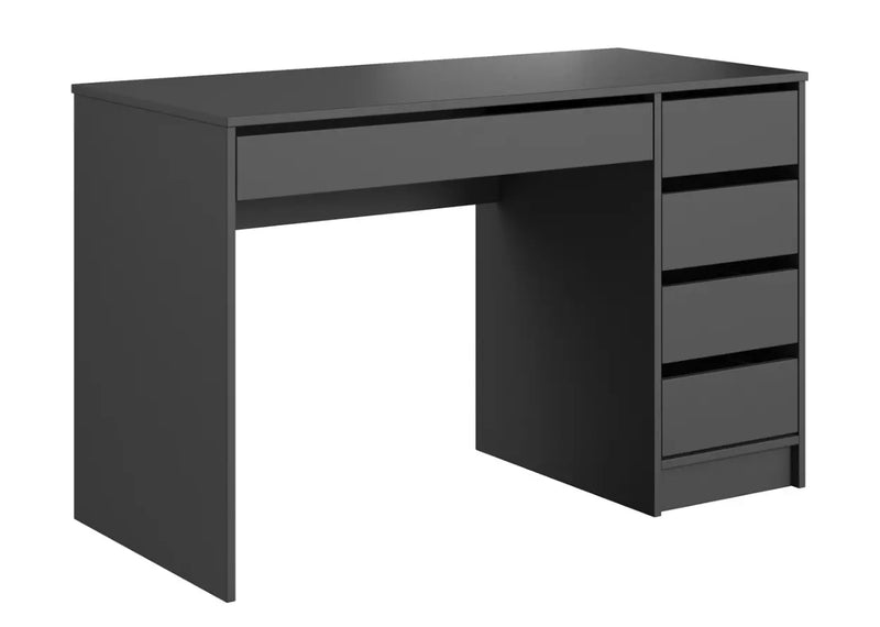 Grafitowe biurko do pracy z szufladami 