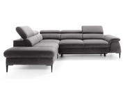 Szary narożnik z regulowanym oparciem i funkcją spania 