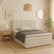 Kremowa aranżacja sypialni z łóżkiem kontynentalnym Astral