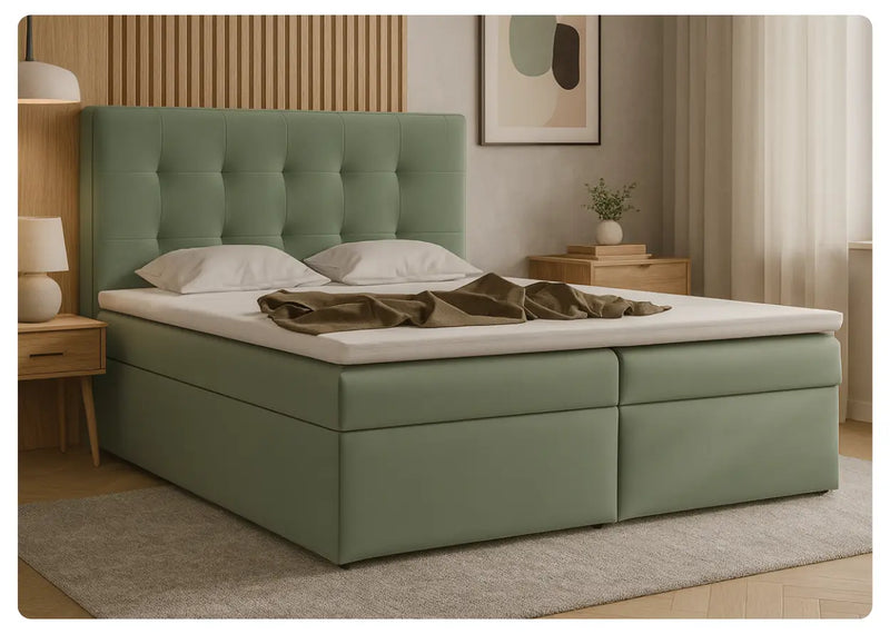 Miętowe łóżko box Dormio aranżacja