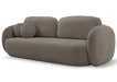 Szara sofa w tkaninie boucle z funkcją spania