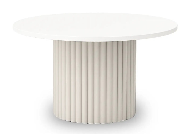 Stolik kawowy z kaszmirową podstawą i białym blatem