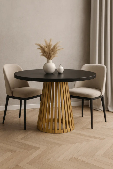 Stół Viero ze złotą lamelową nogą – nowoczesny design i funkcjonalność