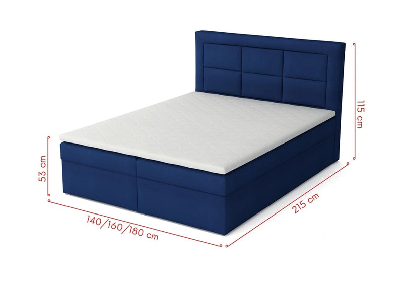 Łóżko kontynentalne z materacem Contessa Box z wymiarami