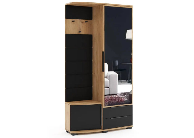 Modna garderoba z tapicerowanym siedziskiem