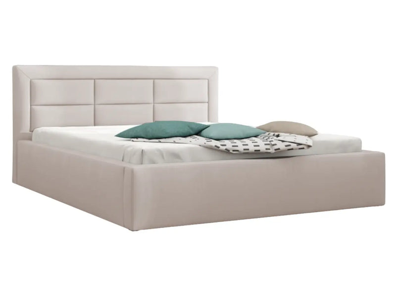 Beżowe łóżko o dobrej jakości