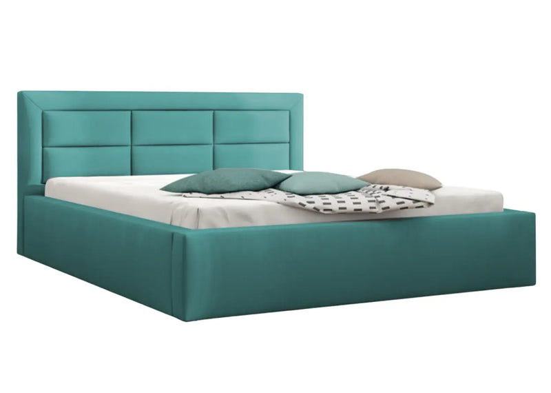 Łózko w kolorach turkusu wraz z pojemnikiem