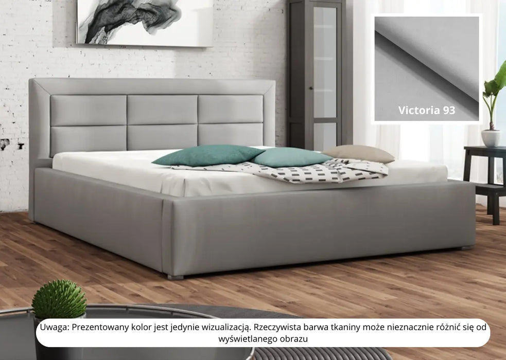 Szare łózko w modnej sypialni