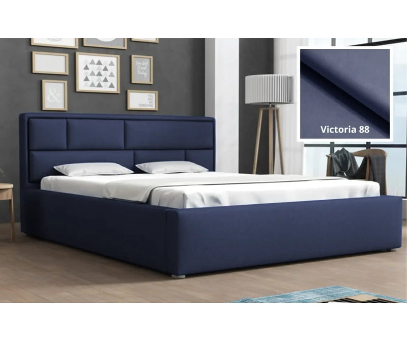 Granatowe łóżko z tkanina hydrofobową