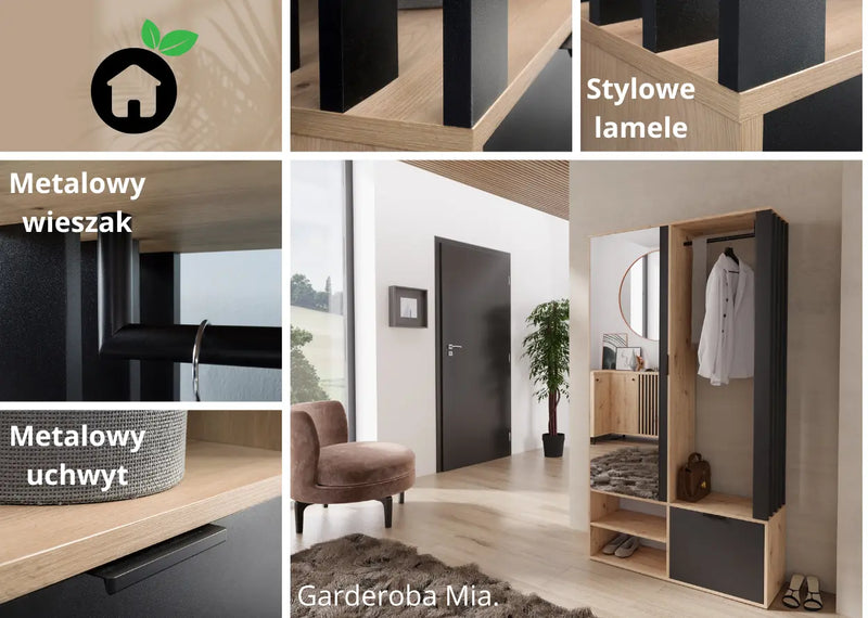 Detale garderoby z lamelami