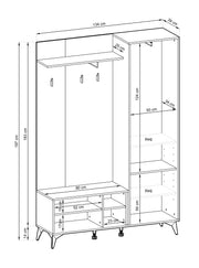 Rysunek techniczny garderoby Does G.EC134 z wymiarami
