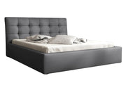 Szare łózko do sypialni w modnej tkaninie